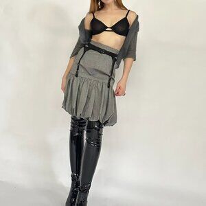 Vintage grey and black herringbone bubble skirt